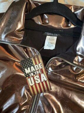 Liberty Wear Lame Gold Zip up Bomber Jacket~Small